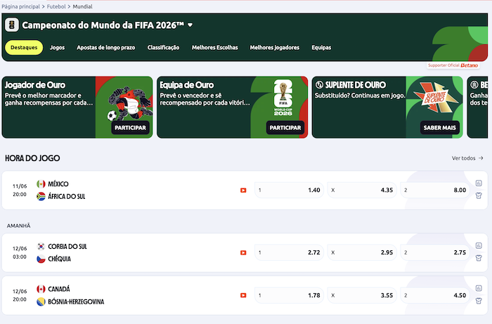 Jogos do Mundial 2026 na betano